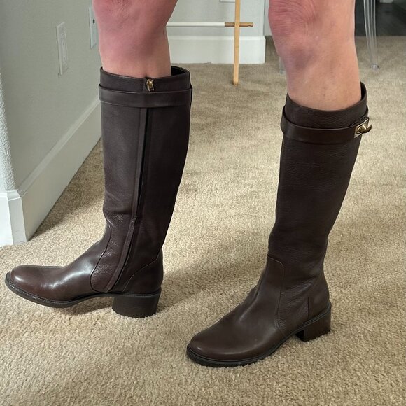 Givenchy Shark Lock Tall Riding Boots, Brown, size 40.5 - Picture 2 of 5
